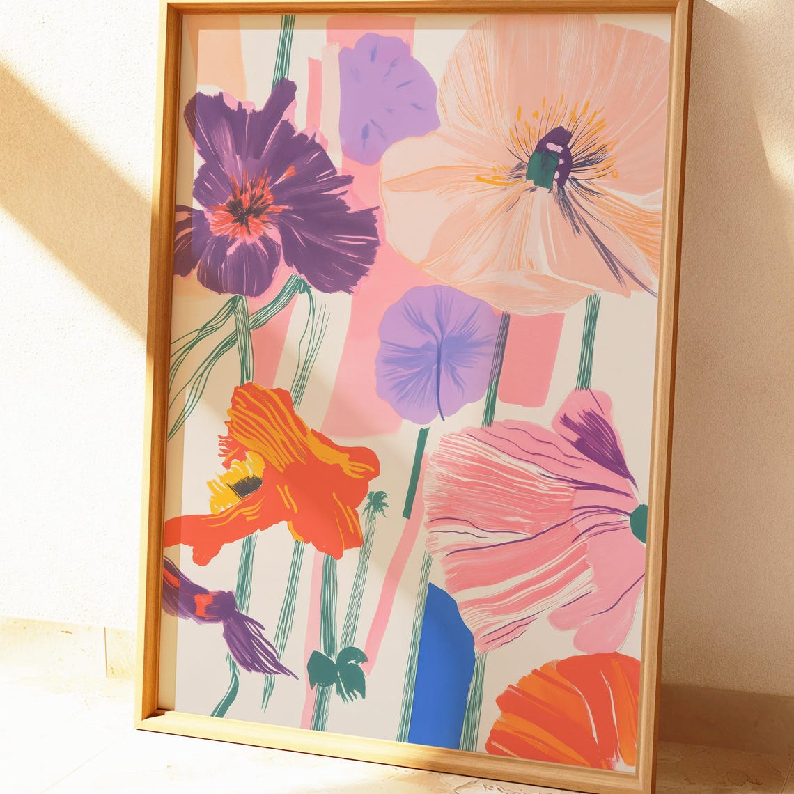 Poppy Wall Art Colorful Floral Modern Botanical Poster