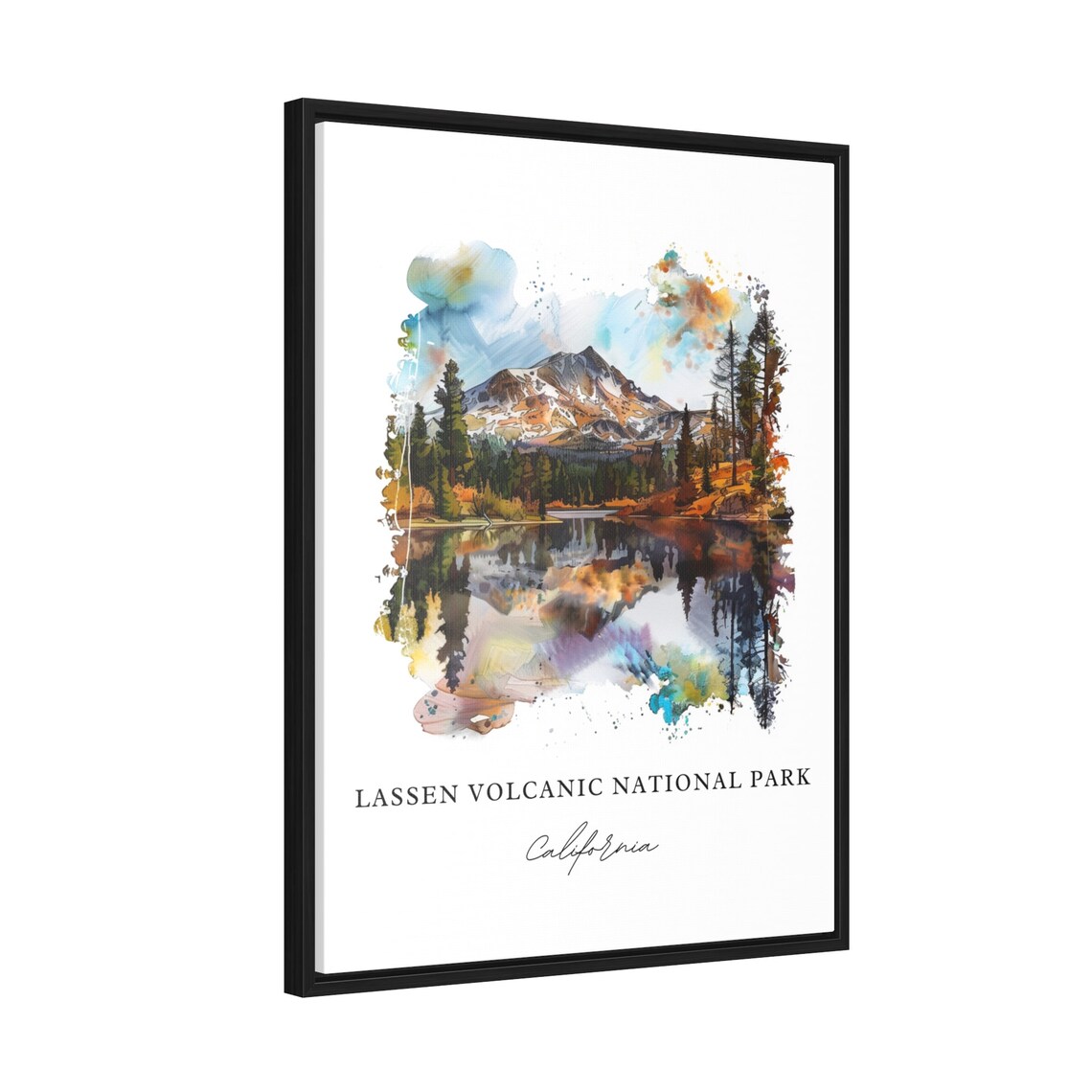 Lassen Volcanic National Park California Watercolor Mountain Lake Poster - Image 2