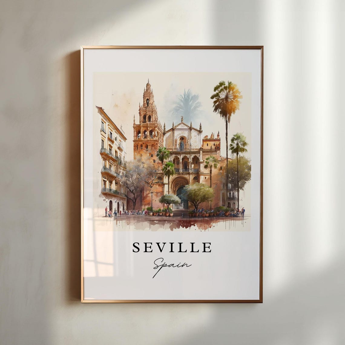 Seville Spain Travel Poster, Custom Text Personalized