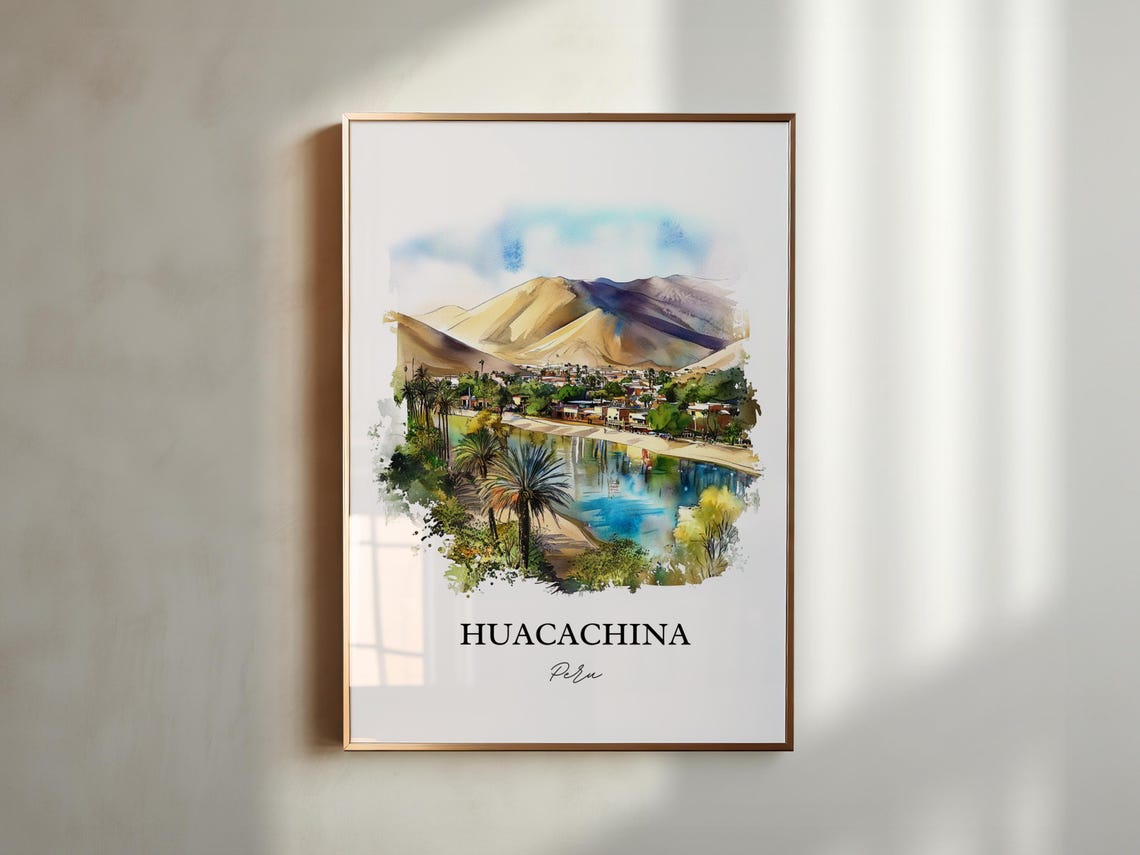 Huacachina Wall Art Ica Peru Print Watercolor Gift Travel Poster Housewarming - Image 5