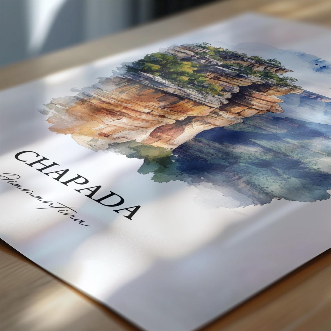 Chapada Diamantina Brazil Canyon Cliffs Watercolor View Poster - Image 6