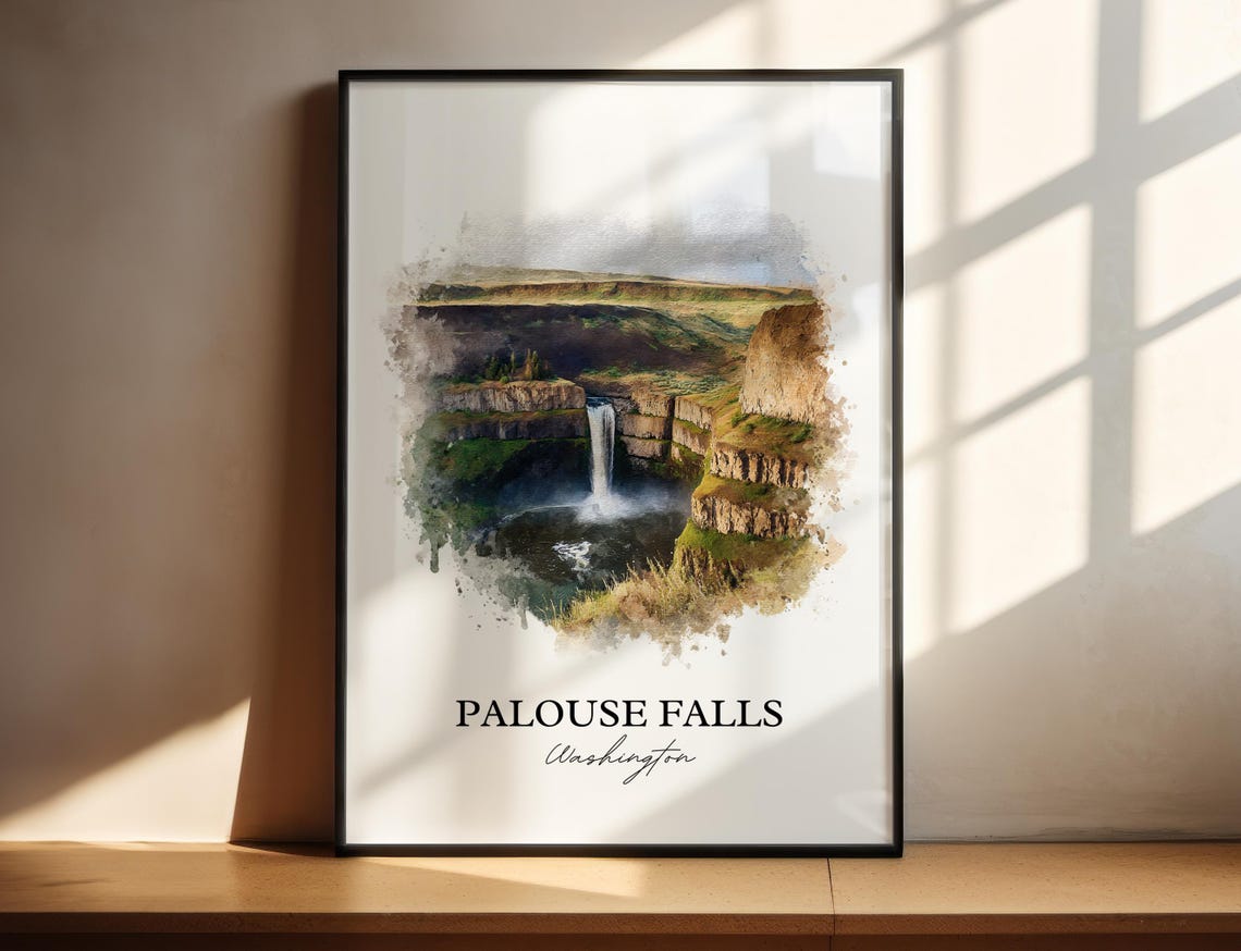 Palouse Falls Washington State Dramatic Canyon Waterfall Art Poster
