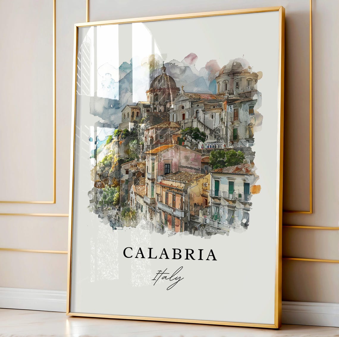 Calabria Italy Watercolor Travel Poster, Housewarming - Image 4