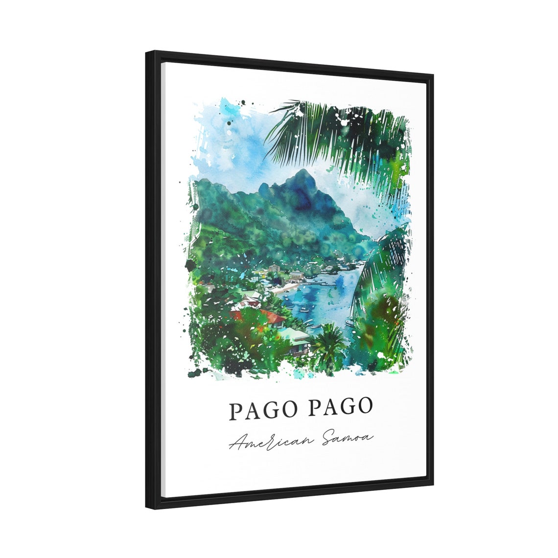 Pago Pago American Samoa Watercolor Harbor Island Travel Poster - Image 2