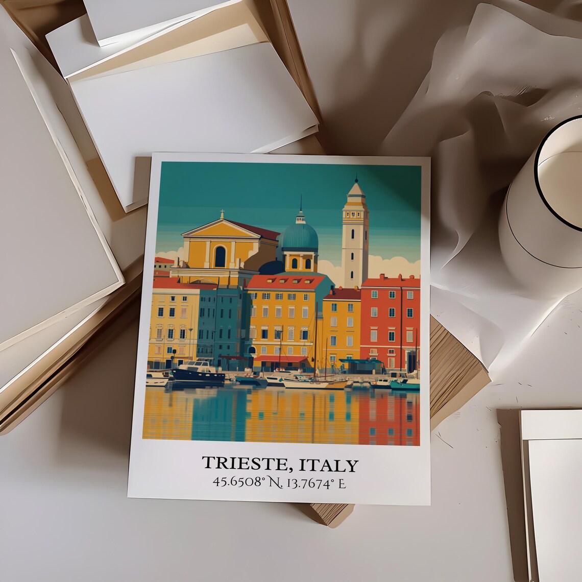 Trieste Italy Retro Harbor Sailboats City Vintage Travel Decor Poster - Image 3