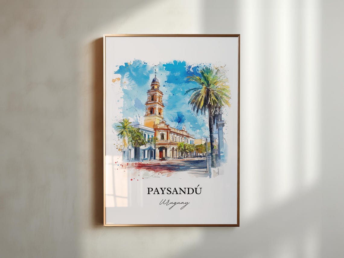 Paysand Wall Art Uruguay Print Watercolor Gift Travel Poster Housewarming - Image 3