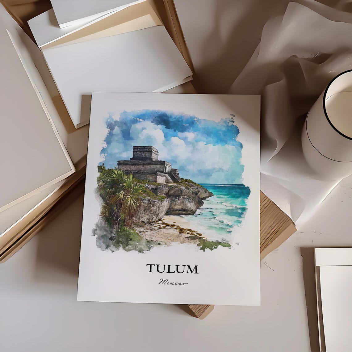 Tulum Wall Art Mx Print Watercolor Mexico Gift Travel Poster Housewarming - Image 2
