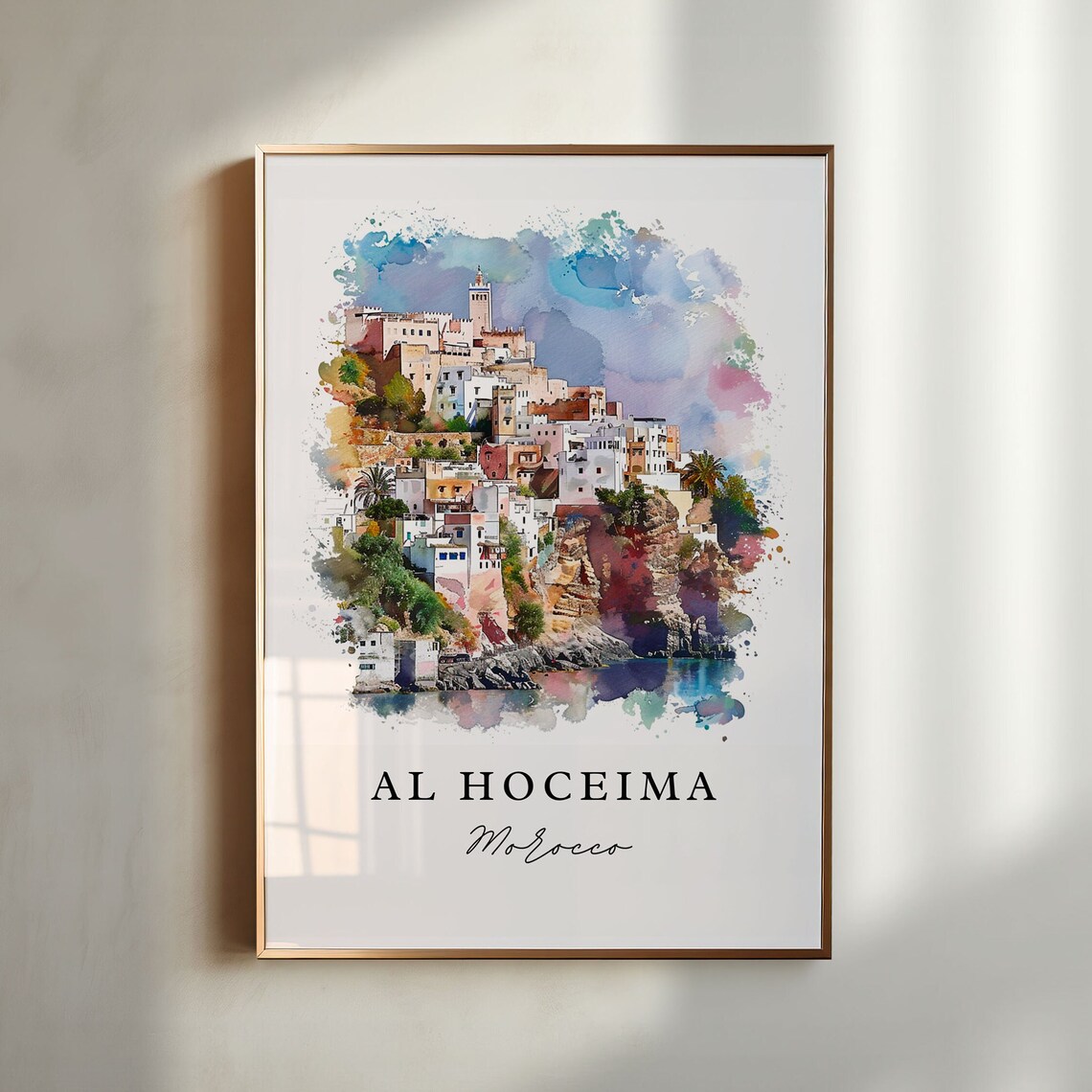 Al Hoceima Travel Poster, Morocco Beach Wall Art