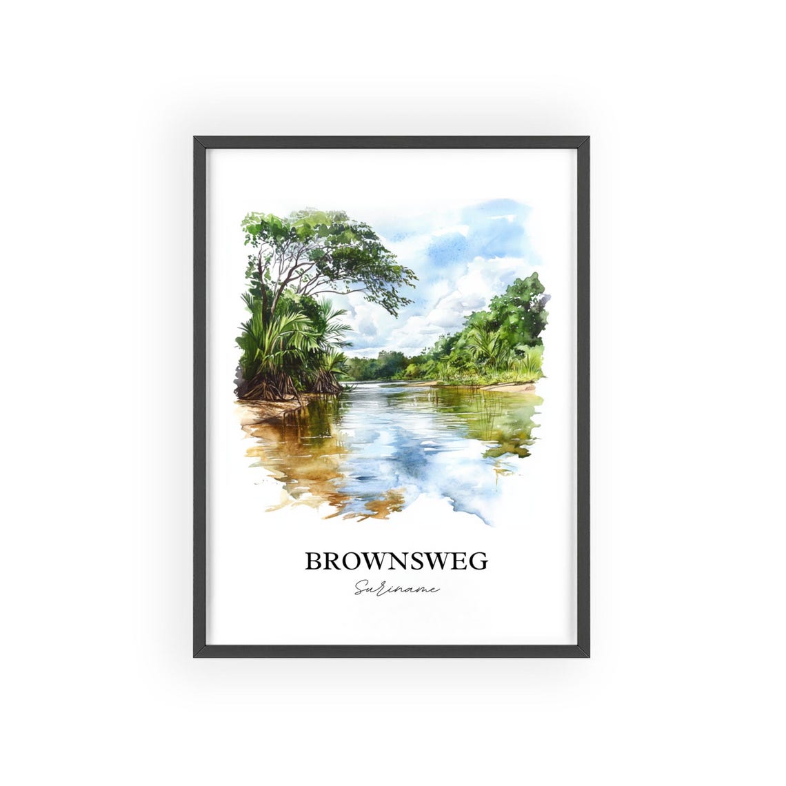 Brownsweg Suriname Watercolor Jungle River Nature Scene Poster - Image 2