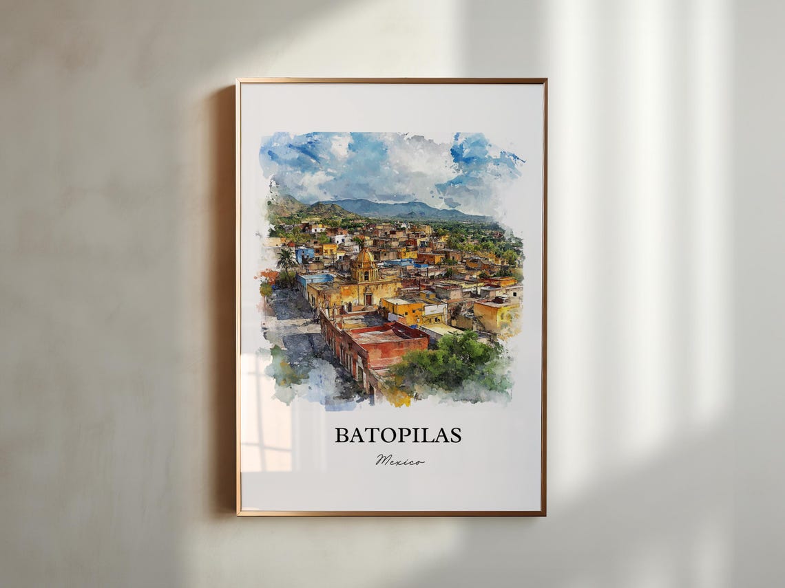 Batopilas Mexico Copper Canyon Village Watercolor Travel Poster - Image 5