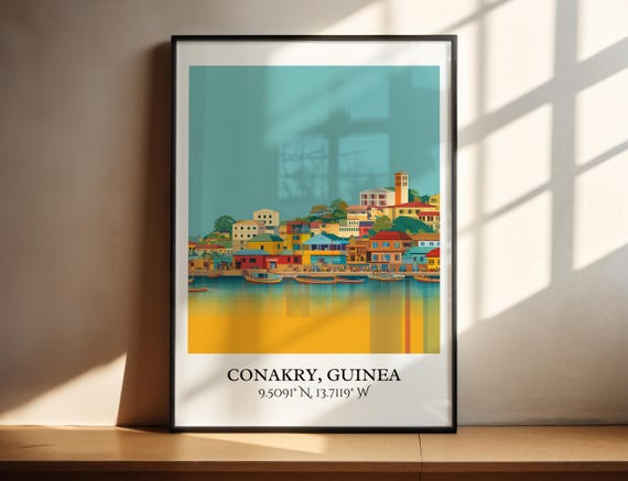 Conakry Wall Art Guinea Print Watercolor Gift Africa Travel Poster Housewarming