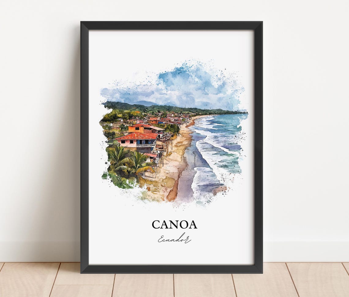 Canoa Ecuador Wall Art Manab Province Print Watercolor Gift Travel Poster Housewarming - Image 2