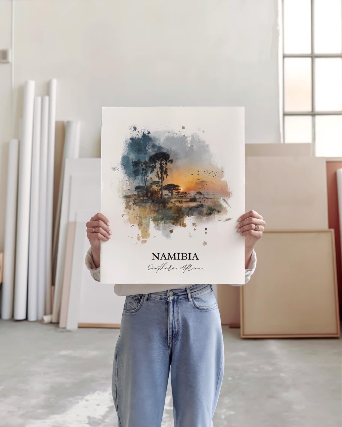 Namibia Wall Art Print Watercolor Gift Travel Poster Housewarming - Image 5