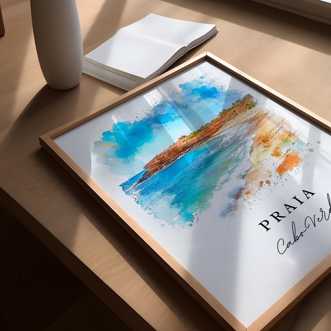 Praia Cape Verde Wall Art Cabo Print Africa Wedding Gift Birthday Present Custom Text Perfect - Image 6