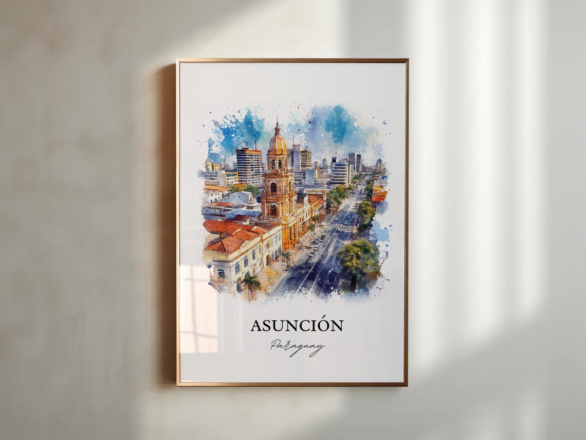 Asuncin Wall Art Print Paraguay Watercolor Gift Travel Poster Housewarming - Image 5