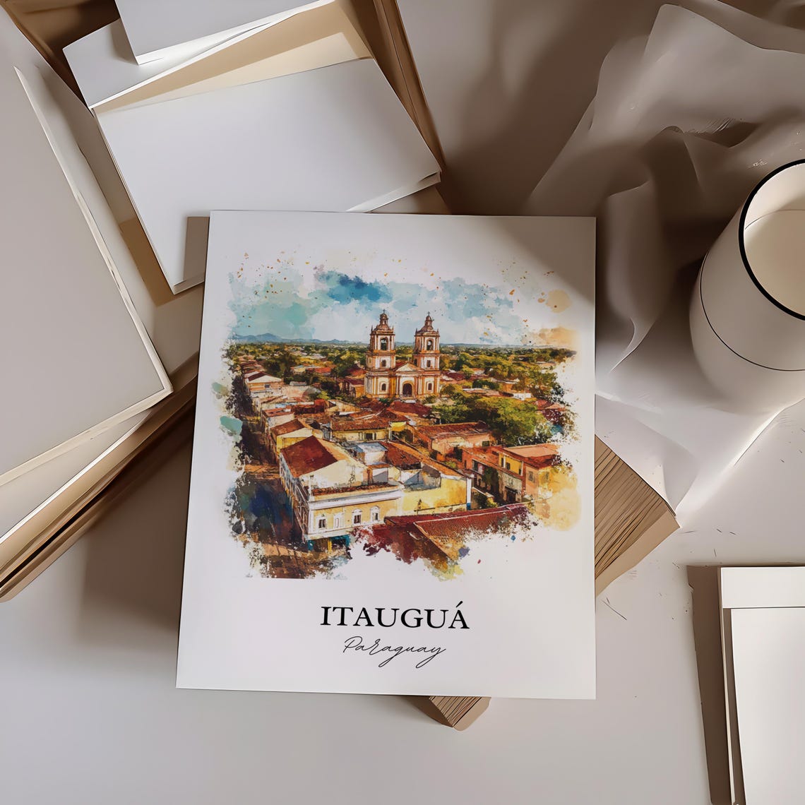 Itaugu Wall Art Paraguay Print Watercolor Gift Travel Poster Housewarming - Image 4