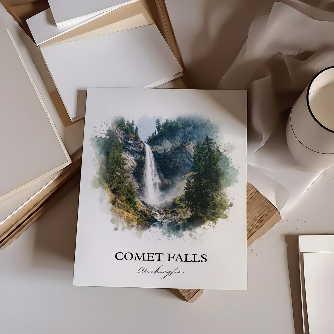 Comet Falls Washington Evergreen Mountain Waterfall Nature Poster - Image 5