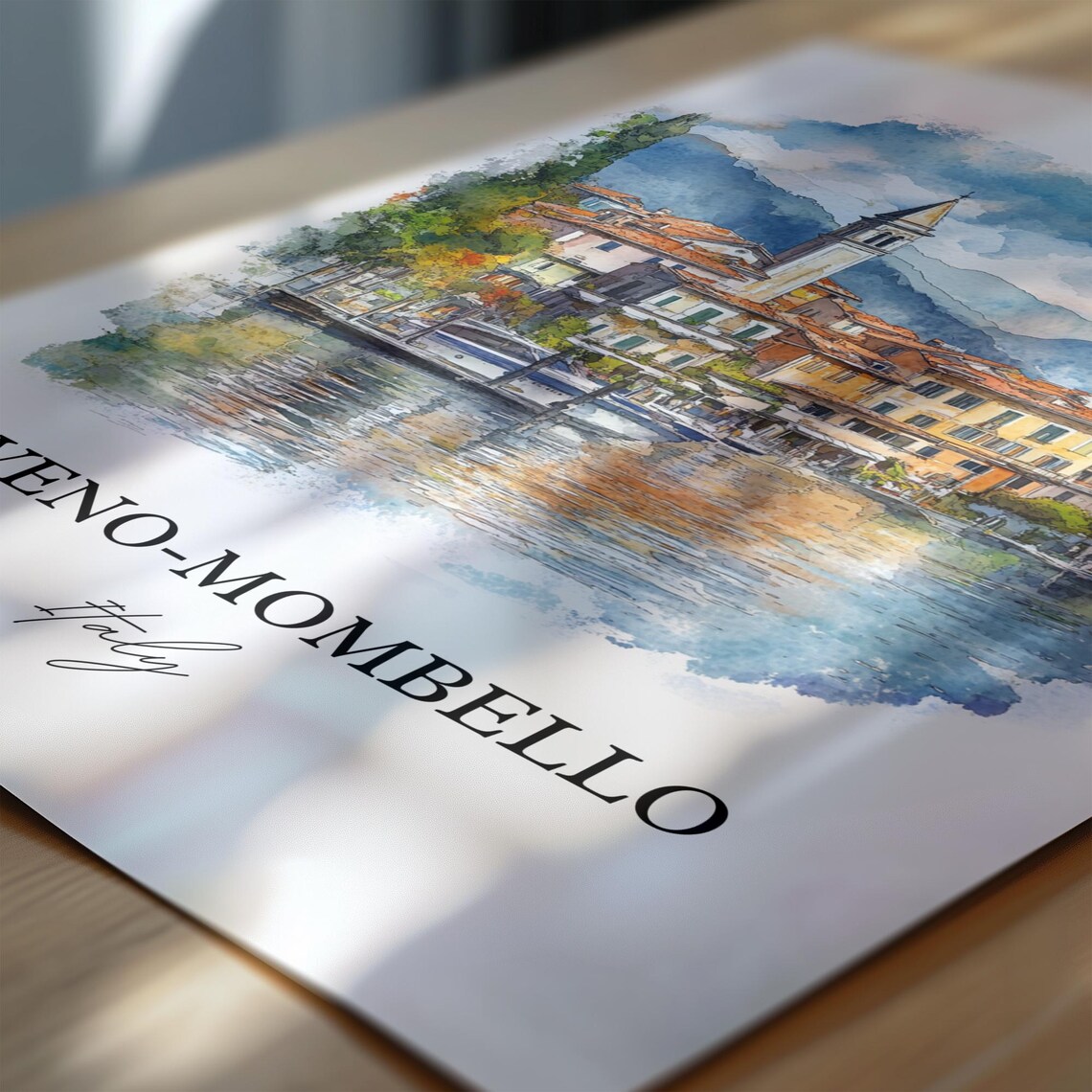 Laveno Mombello Italy Lake Maggiore Watercolor Travel Poster - Image 6