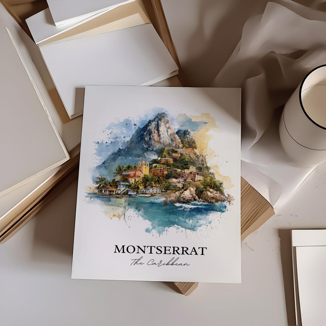 Montserrat Caribbean Watercolor Travel Poster - Image 3