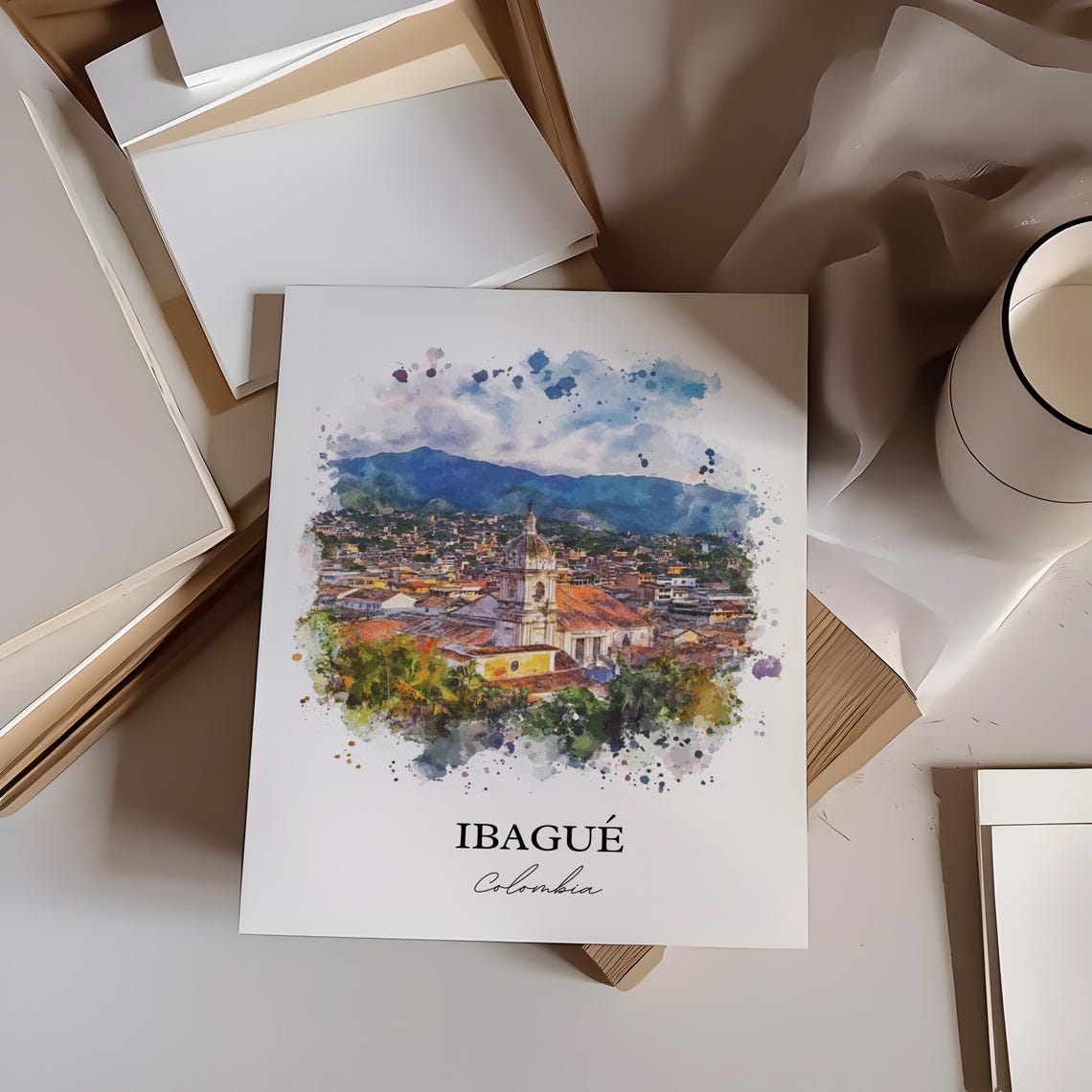 Ibagu Wall Art Colombia Print Watercolor Gift Travel Poster Housewarming - Image 4