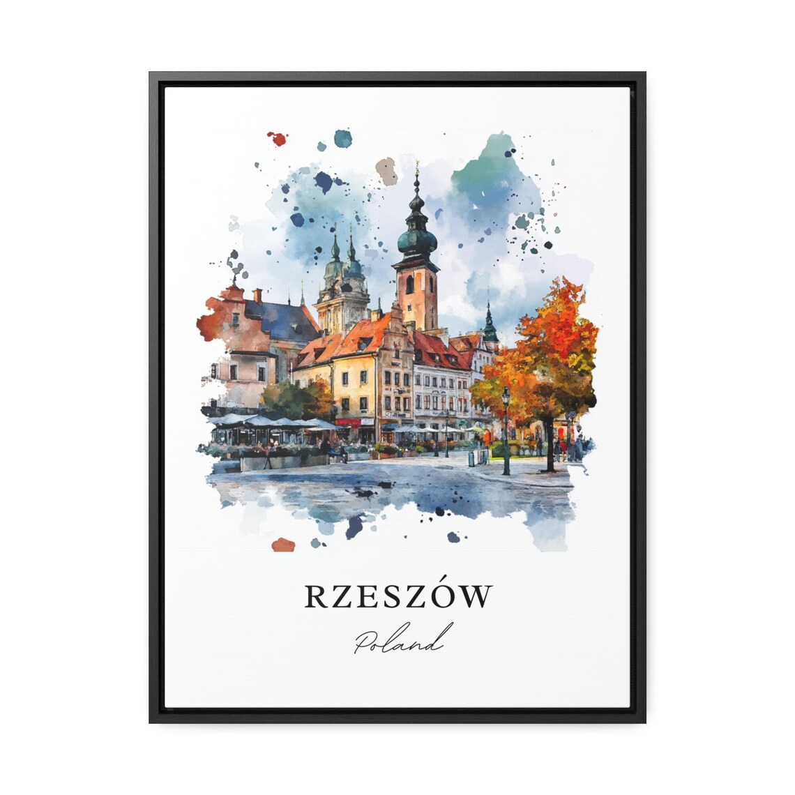 Rzeszow Poland Historic Old Town Market Watercolor Travel Poster - Image 2