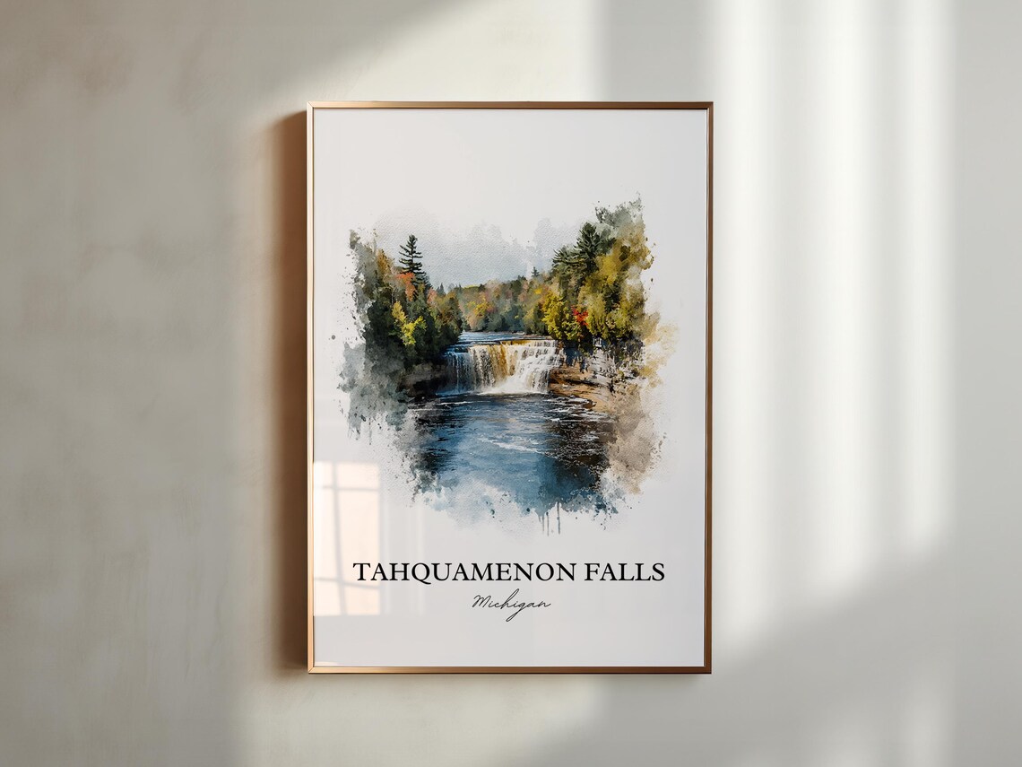 Tahquamenon Falls Michigan Upper Peninsula Waterfall Travel Poster - Image 5