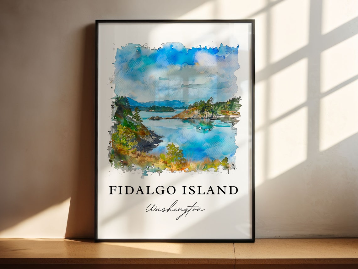 Fidalgo Island Washington Coastal Inlet Watercolor Nature Poster - Image 4