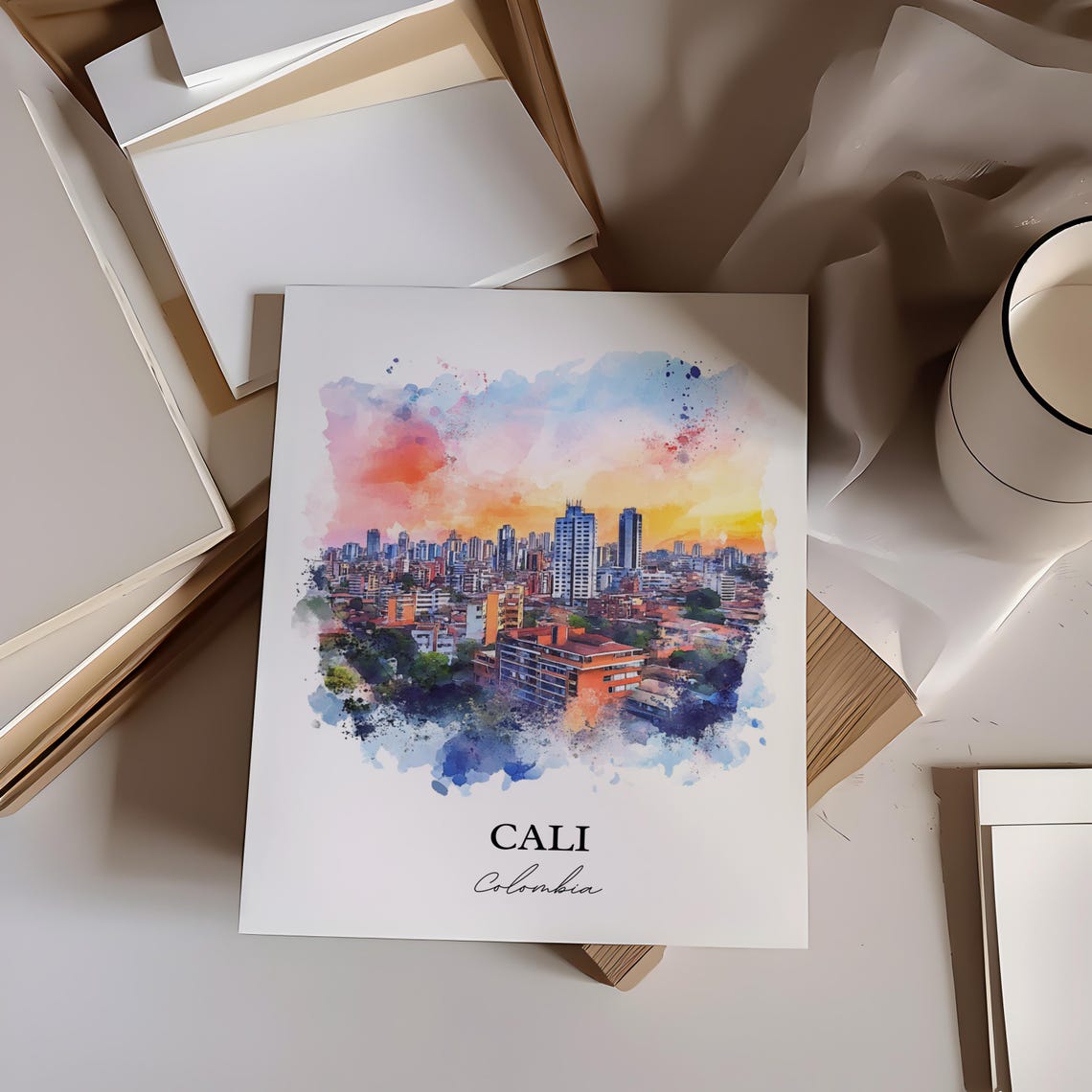 Cali Colombia Wall Art Bogot Print Watercolor Gift Travel Poster Housewarming - Image 4