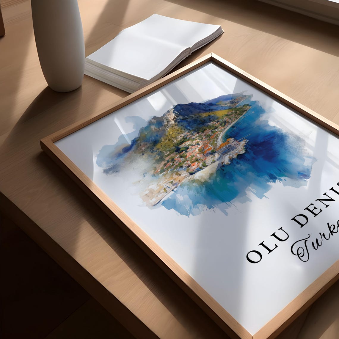 Olu Deniz Turkey Watercolor Turquoise Lagoon Coastal Sea Poster - Image 5