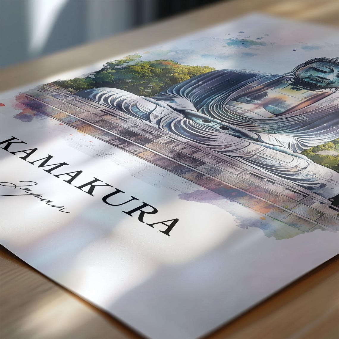 Kamakura Giant Buddha Watercolor Travel Poster - Image 6