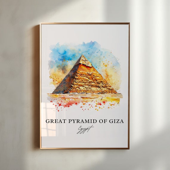 Great Pyramid Of Giza Wall Art Pyramids Print Watercolor Egypt Gift Travel Poster Housewarming