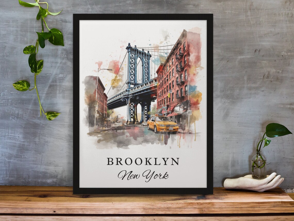 Brooklyn Traditional Travel Poster, NYC Travel Art