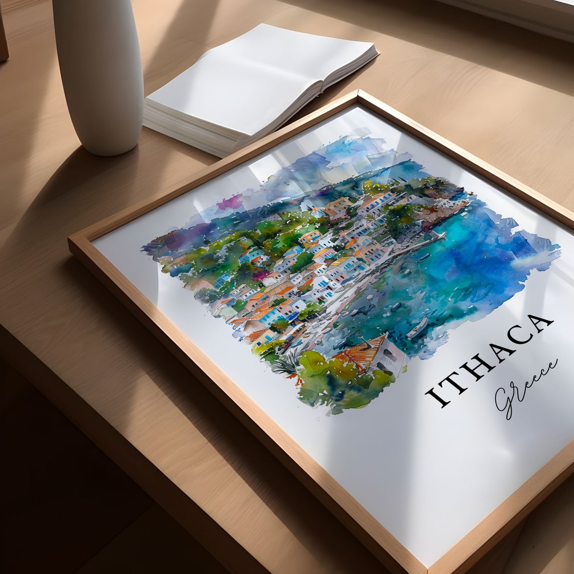 Ithaca Greece Watercolor Travel Poster, Kefalonia - Image 5