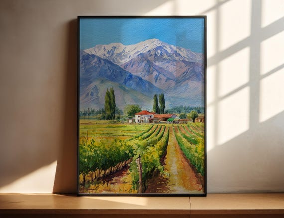 Mendoza Argentina Watercolor Art Travel Print Artwork Decor Wall