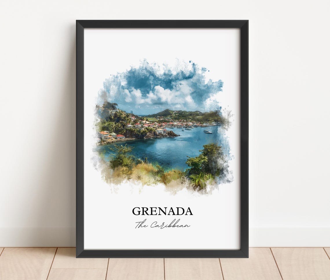 Grenada Watercolor Travel Poster, Caribbean Art - Image 4