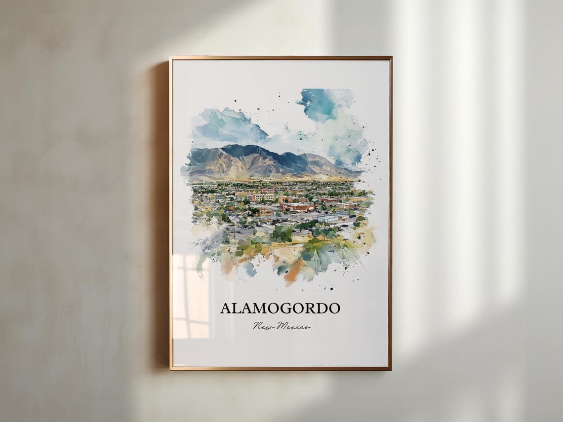 Alamogordo New Mexico Watercolor Desert Town Mountain View Poster - Image 5