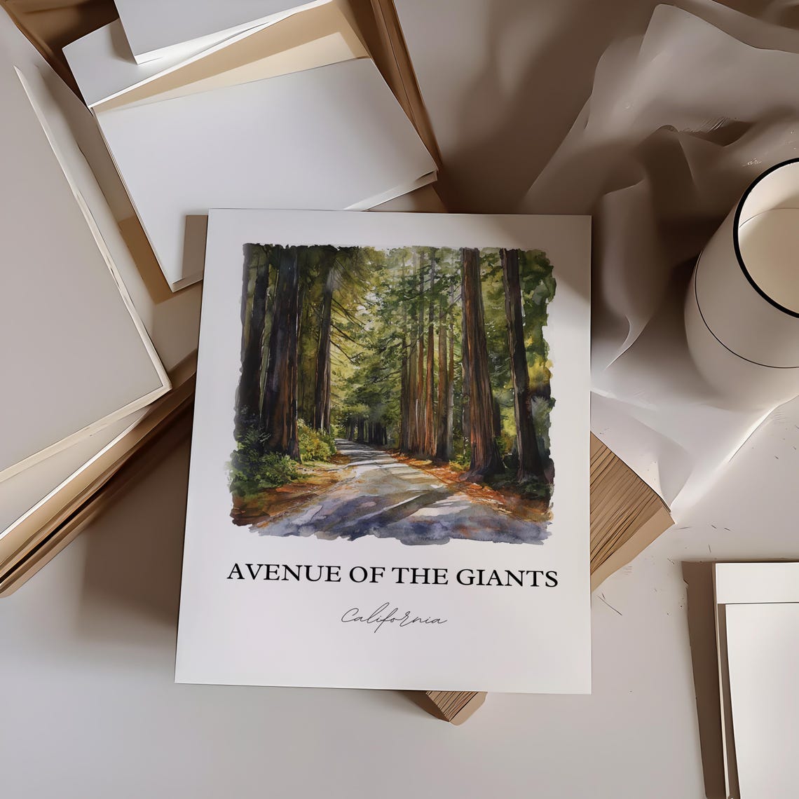 Avenue of the Giants California Redwood Forest Road Travel Poster - Image 2