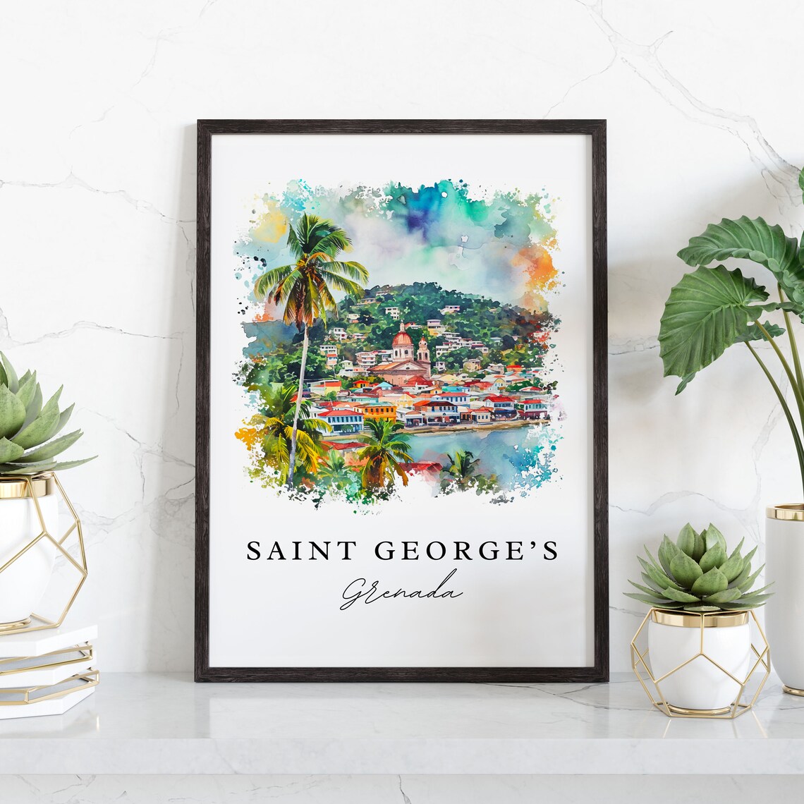 Saint Georges Grenada Art Print, Custom Text - Image 3