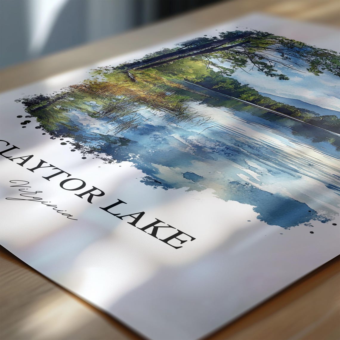 Claytor Lake Virginia Calm Water Pine Trees Mountain View Poster - Image 3