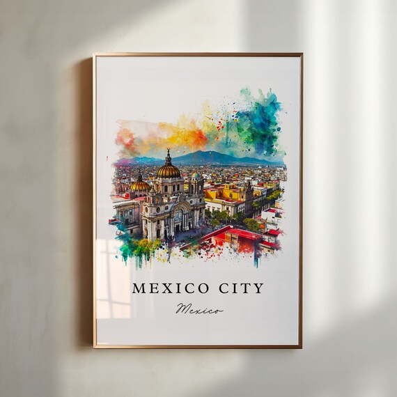 Mexico City Wall Art Print Cdmx Wedding Gift Birthday Present Custom Text Perfect