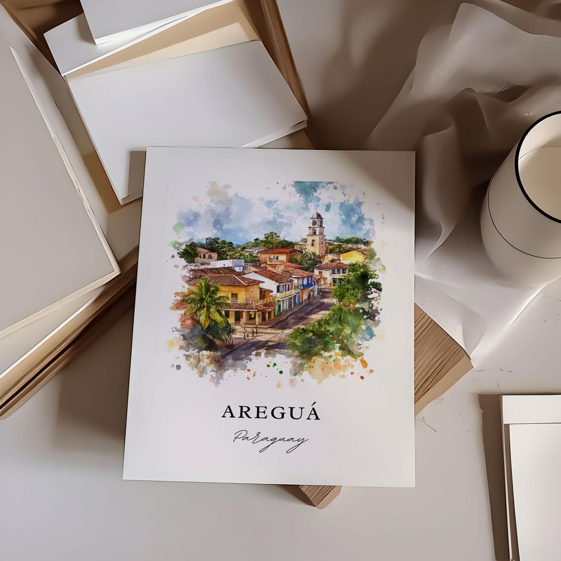 Aregua Paraguay Wall Art Print Watercolor Gift Travel Poster Housewarming - Image 6