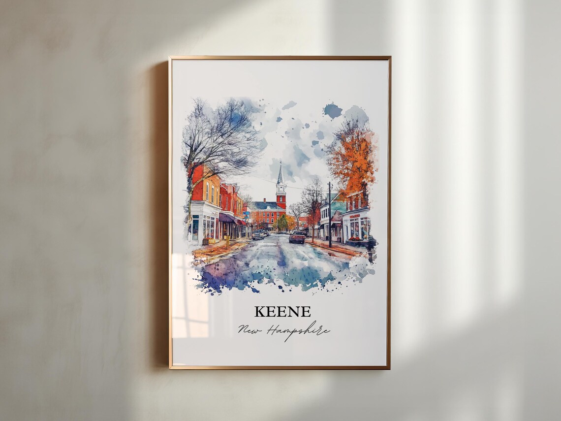 Keene New Hampshire Downtown Autumn Watercolor Travel Gift Poster - Image 4