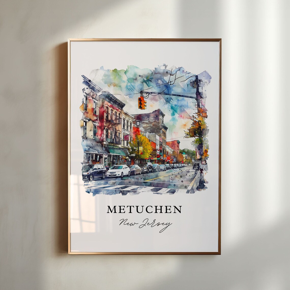 Metuchen Nj Wall Art Metuchen Print Metuchen New Jersey Watercolor Raritan Valley Nj Gift Travel Print Travel Poster Housewarming Gift