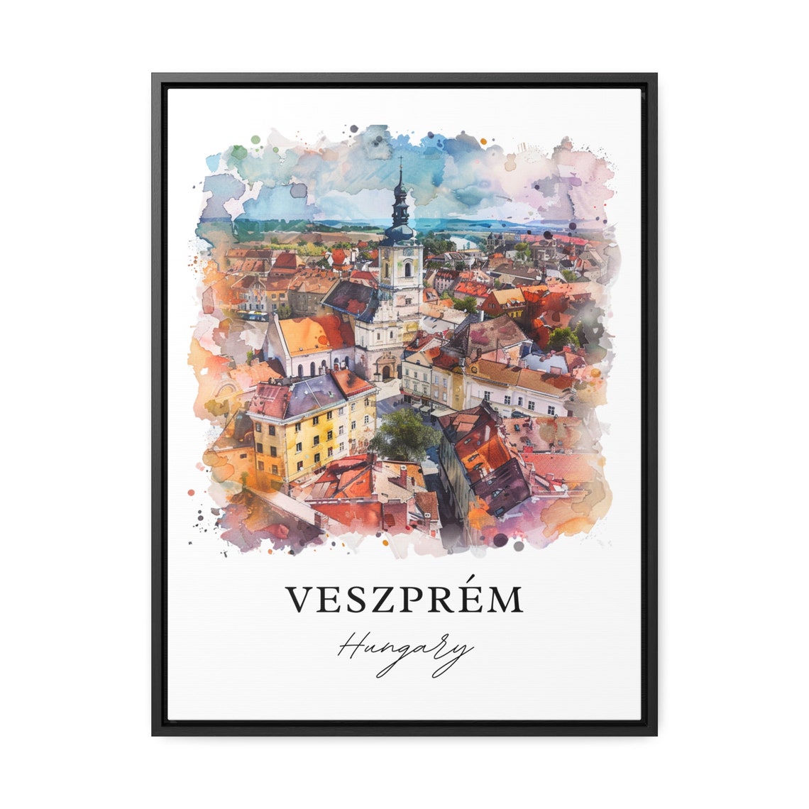 Veszprem Watercolor Travel Poster, Hungary Print - Image 3