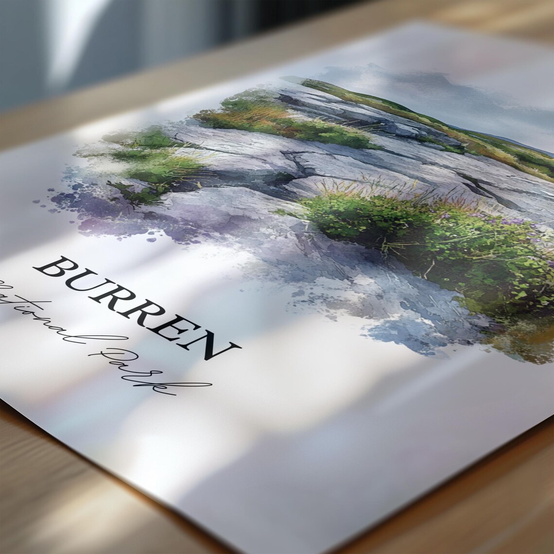 Burren Ireland Limestone Karst Landscape Watercolor National Park Poster - Image 6