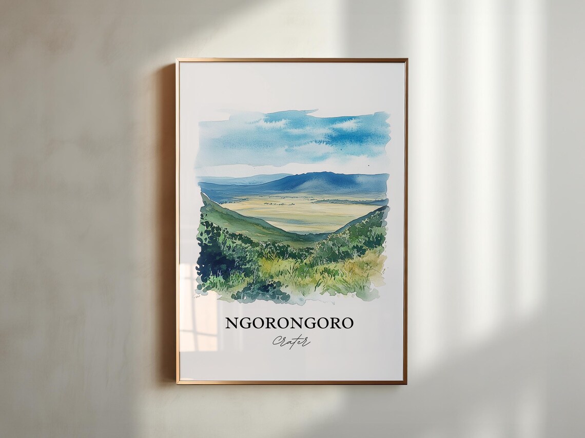 Ngorongoro Crater Watercolor Travel Poster - Image 4