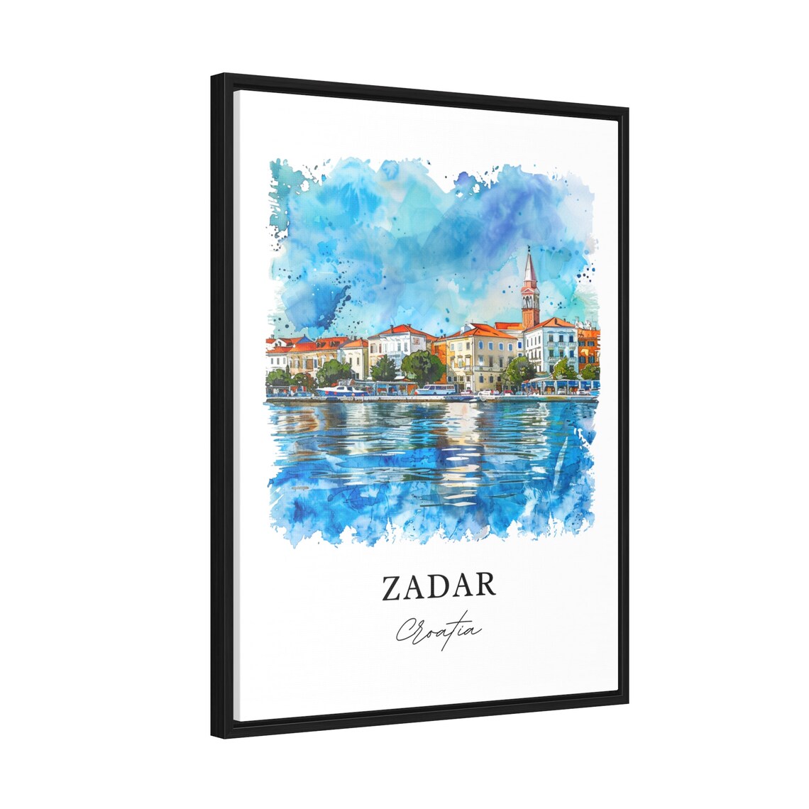 Zadar Croatia Sunlit Waterfront Old Town Watercolor Travel Poster - Image 2