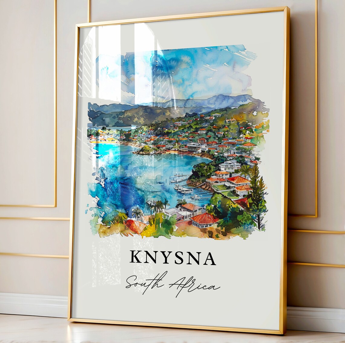 Knysna South Africa Coastal Lagoon Town Watercolor Travel Poster - Image 4