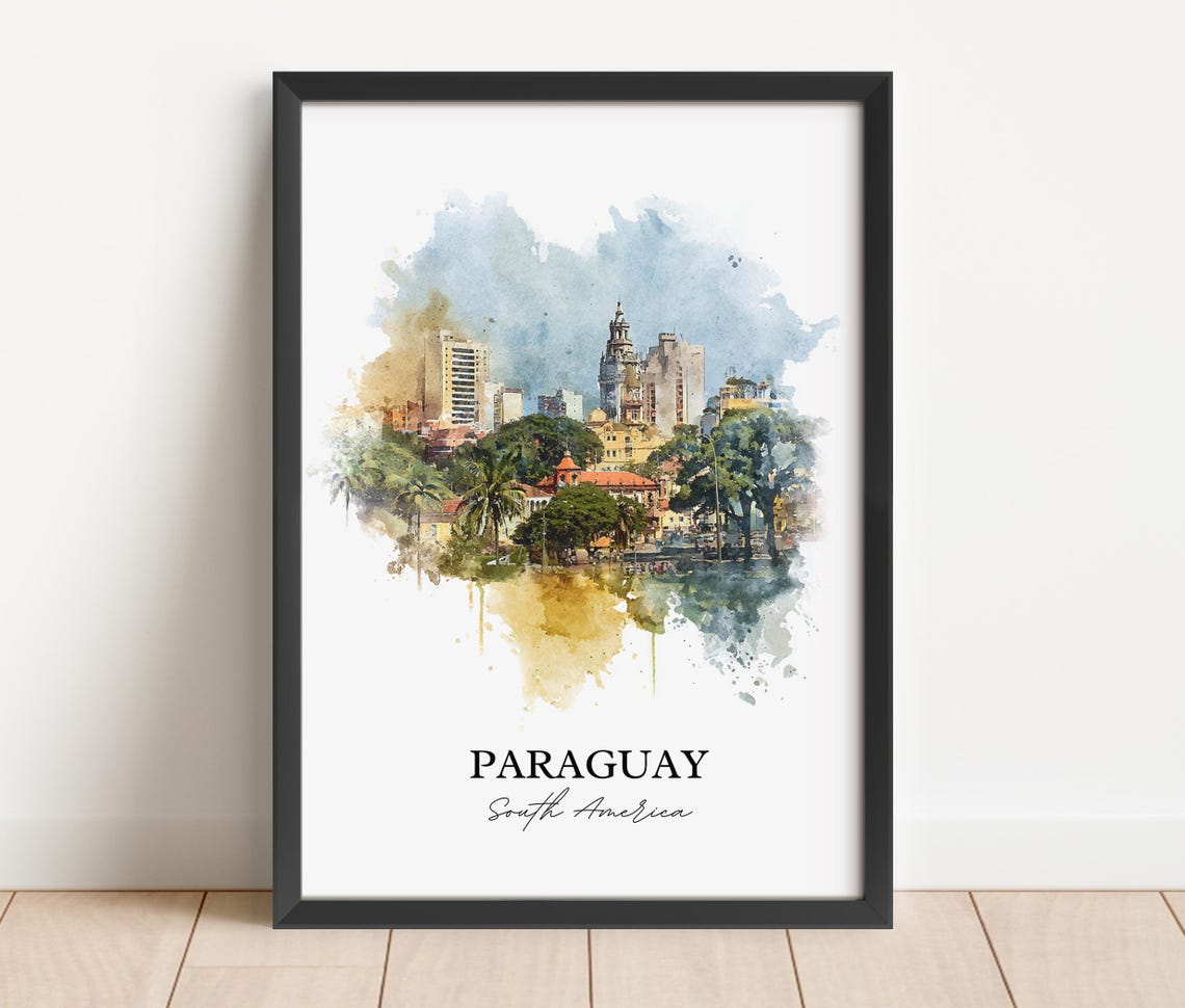 Paraguay Wall Art Print Watercolor South America Gift Travel Poster Housewarming - Image 4