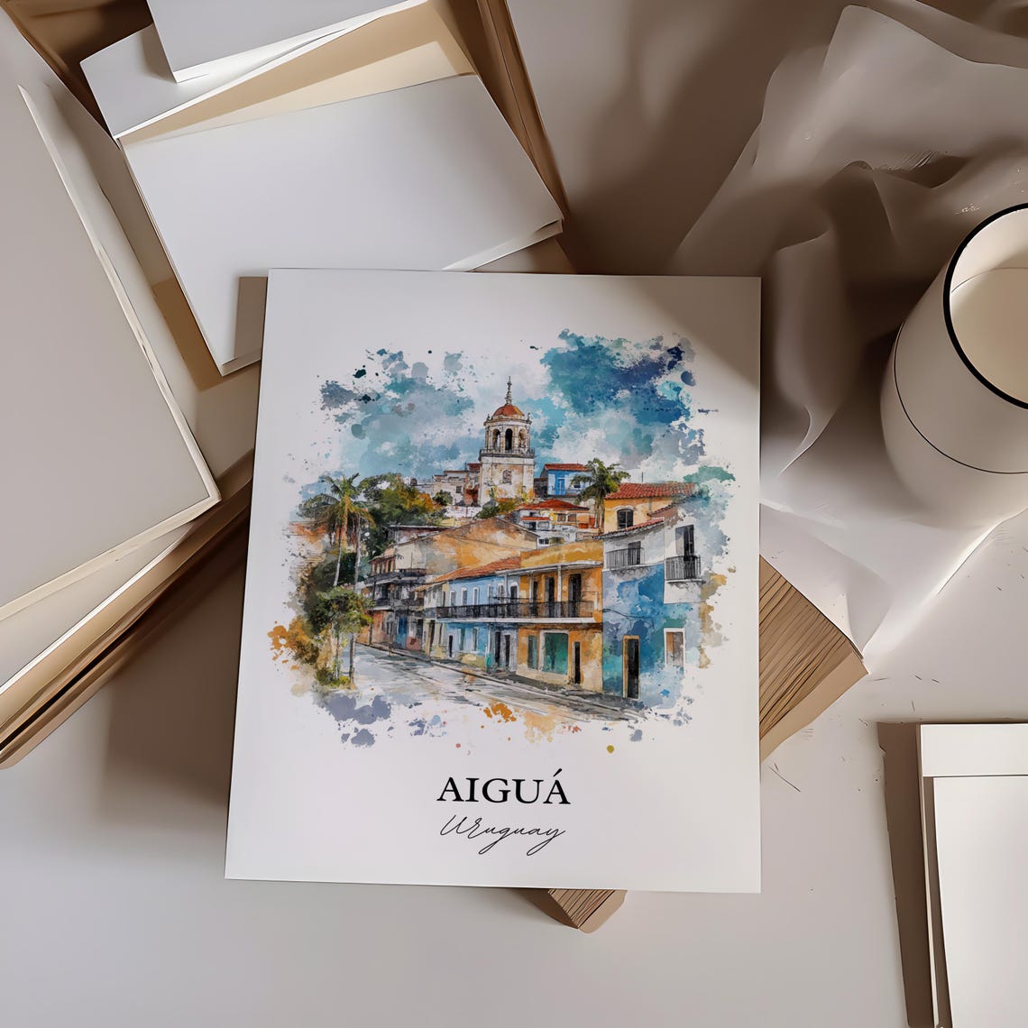 Aigu Uruguay Wall Art Maldonado Print Watercolor Gift Travel Poster Housewarming - Image 4
